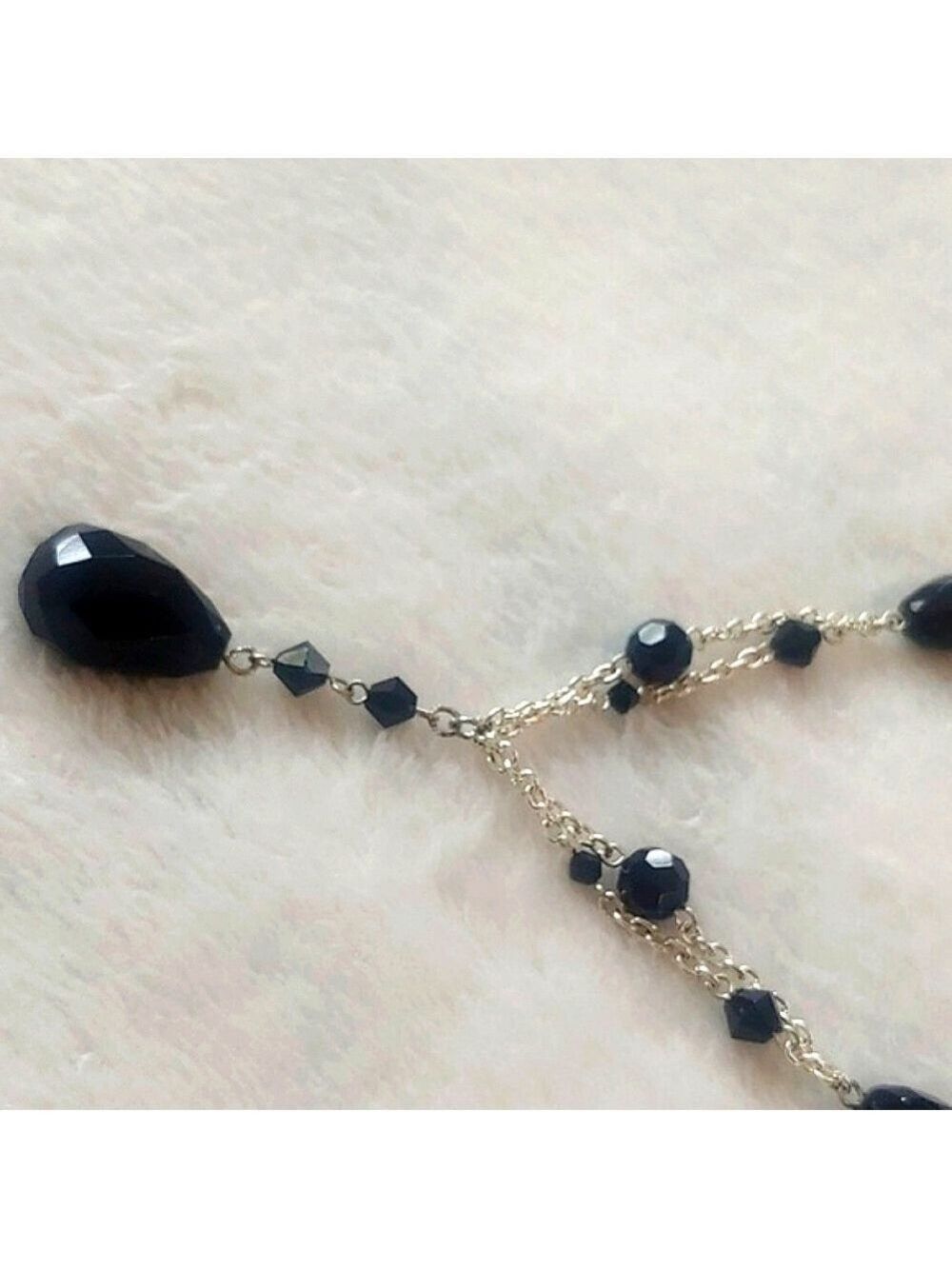 White House Black Market Silver Tone Black Beaded Necklace - Picture 11 of 13